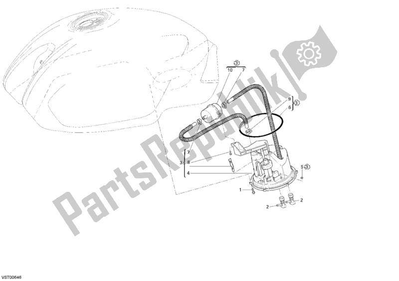 All parts for the Fuel Pump of the Ducati Monster S2R 1000 USA 2008